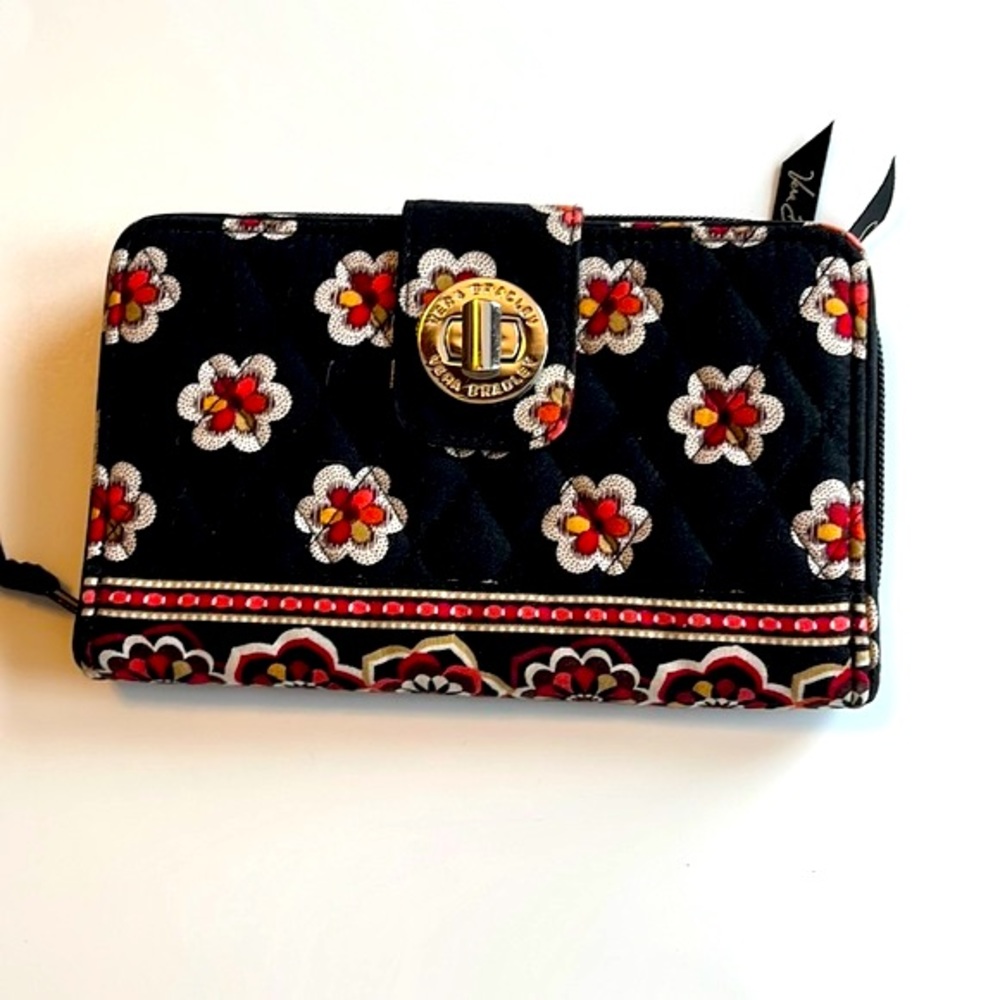 Vera Bradley wallet. Black with flowers.